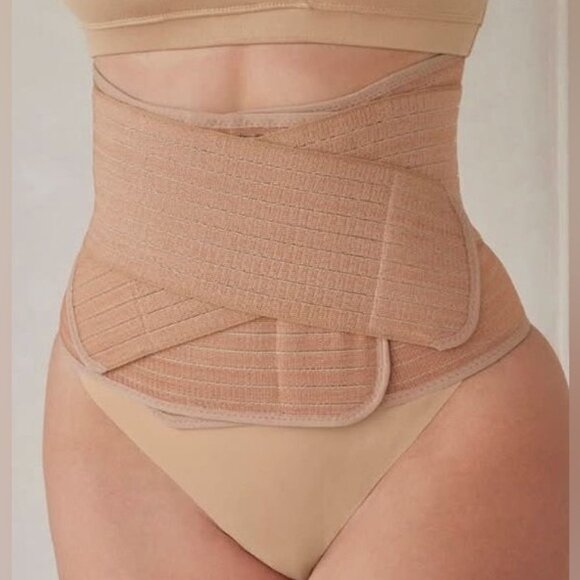 Bumpsuit Velcro Waist Trainer Beige Belly Band Postpartum Supportwear Maternity - Picture 1 of 10